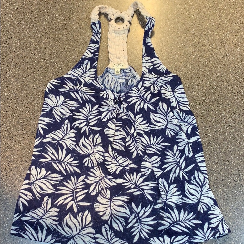 💙Tropical Lily White tank!